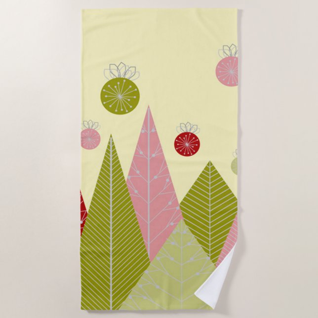 Festive Christmas Illustration Beach Towel (Front)