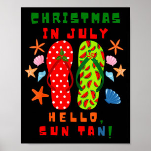 Festive Christmas In July Flip Flop Summer Beach F Poster
