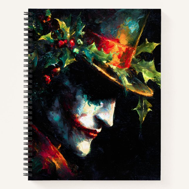 Festive Christmas Joker Portrait Notebook (Front)