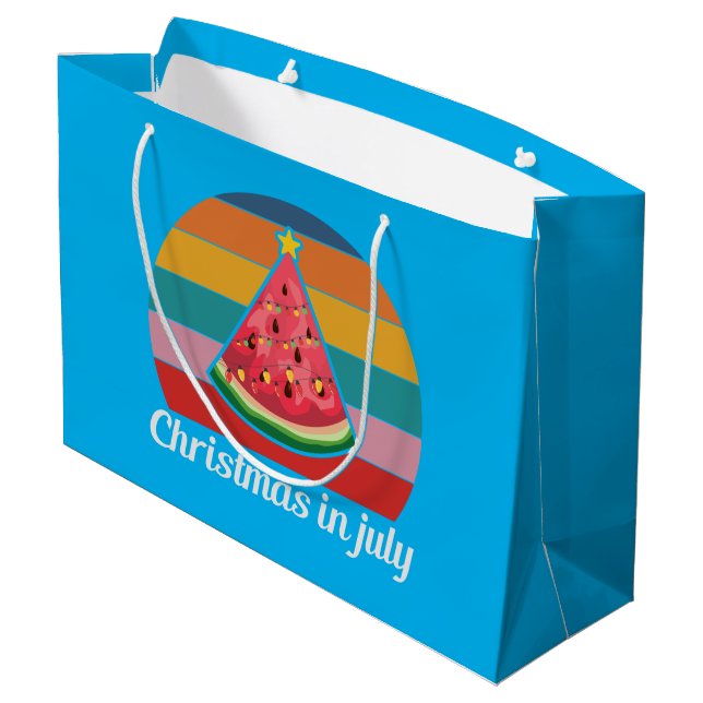 Festive Christmas July watermelon Large Gift Bag (Back Angled)