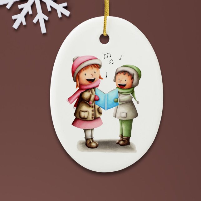 Festive Christmas Kids Caroling Ceramic Tree Decoration (Creator Uploaded)