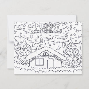 Festive Christmas kids colouring Card