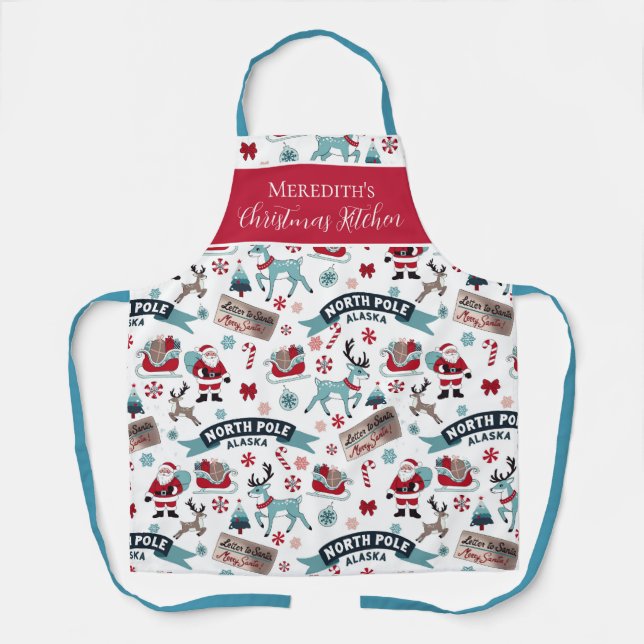 Festive Christmas Kitchen – North Pole Holiday Apron (Front)