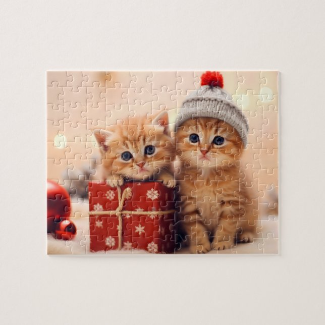 Festive Christmas Kitten Duo Jigsaw Puzzle (Horizontal)