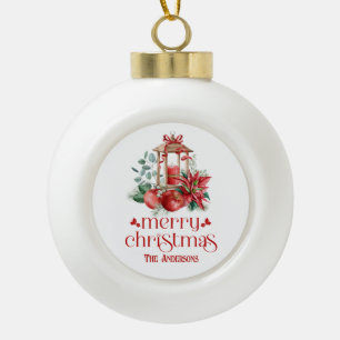 Festive Christmas Lantern Bouquet Merry Christmas Ceramic Ball Christmas Ornament