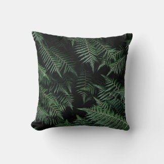Festive Christmas Leaves on Black Throw Pillow