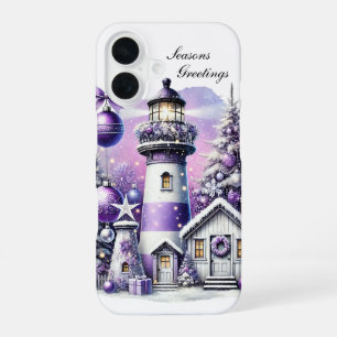 Festive Christmas lighthouse Holiday customisable  iPhone 16 Case