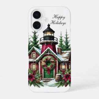 Festive Christmas lighthouse Holiday customisable  iPhone 16 Case