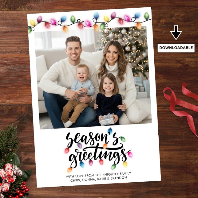 Festive Christmas Lights Seasons Greetings Photo Holiday Card (Creator Uploaded)