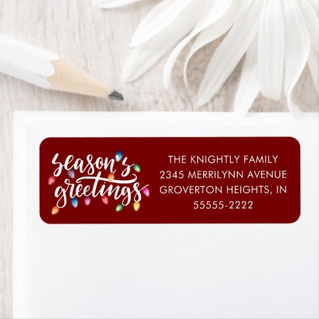 Festive Christmas Lights Seasons Greetings Red (Insitu)