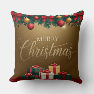Festive Christmas Lumbar Pillow – Cheerful Holiday