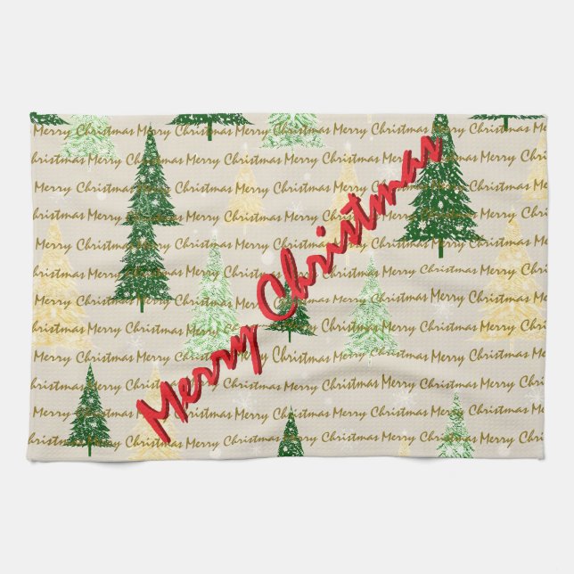 Festive Christmas Luxury Christmas Trees Tea Towel (Horizontal)