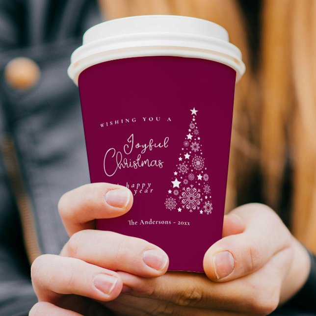 Festive Christmas Magenta Paper Cups (Festive Christmas Magenta Paper Cups)