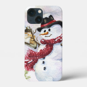 festive Christmas mail snowman iPhone 13 Mini Case