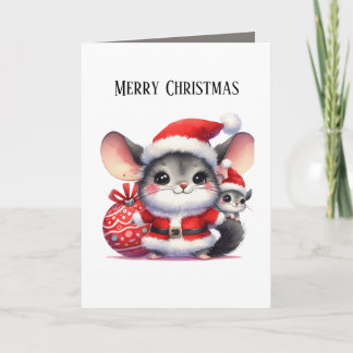 Festive Christmas mice add message Holiday Card