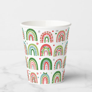 Festive Christmas Modern Rainbow Pattern Paper Cups