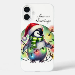 Festive Christmas monkey customisable iPhone 16 Plus Case