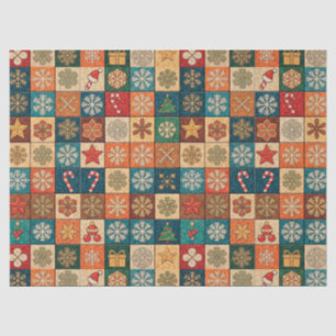 Festive Christmas Mosaic Pattern With Snowflakes Tissue Paper