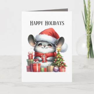 Festive Christmas mouse add message happy Holiday Card