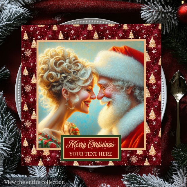 Festive Christmas Napkins Red Gold Green Design (Festive Christmas Napkins Red Gold Green Design)