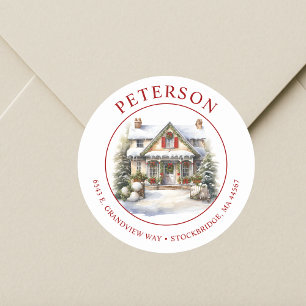 Festive Christmas New Home Return Address Labels
