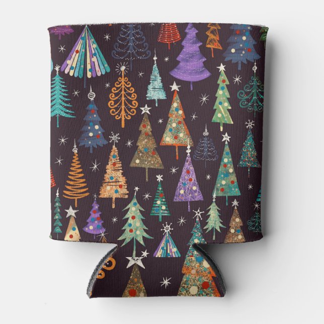 Festive Christmas New Year Pattern Can Cooler (Front)