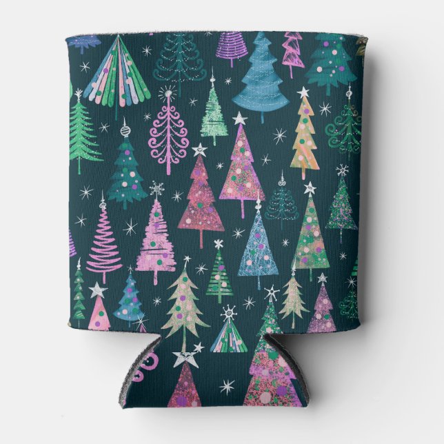Festive Christmas New Year Pattern Can Cooler (Front)