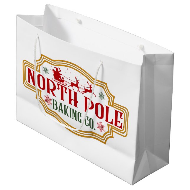 Festive Christmas North Pole Bakery  Large Gift Bag (Front Angled)