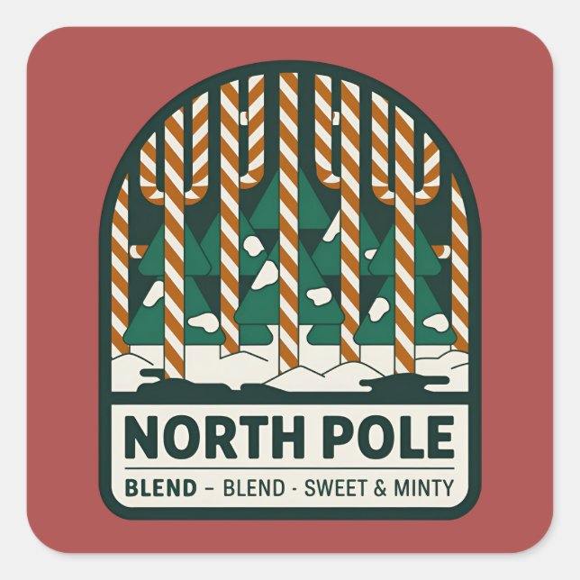 Festive Christmas North pole blend candy cane Square Sticker (Front)