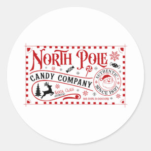 Festive Christmas North Pole Candy Company Classic Round Sticker