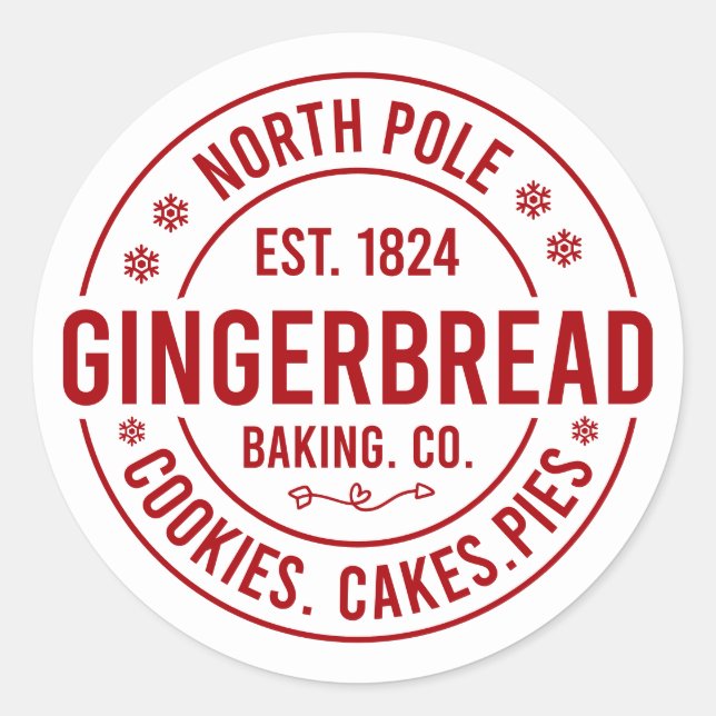 Festive Christmas North Pole gingerbread Classic Round Sticker (Front)