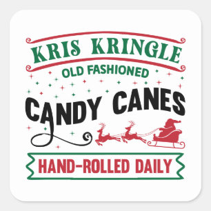 Festive Christmas North pole Kris Kringle candy ca Square Sticker