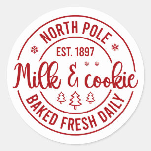 Festive Christmas North Pole milk cookie Classic Round Sticker