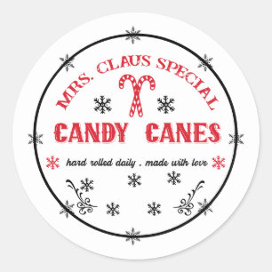 Festive Christmas North pole Mrs. Claus candy cane Classic Round Sticker