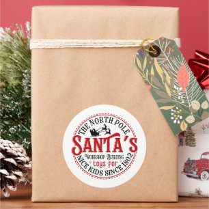 Festive Christmas North Pole Santa's workshop Classic Round Sticker