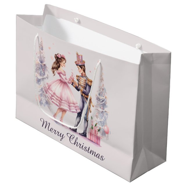 Festive Christmas nutcracker add text Large Gift Bag (Front Angled)