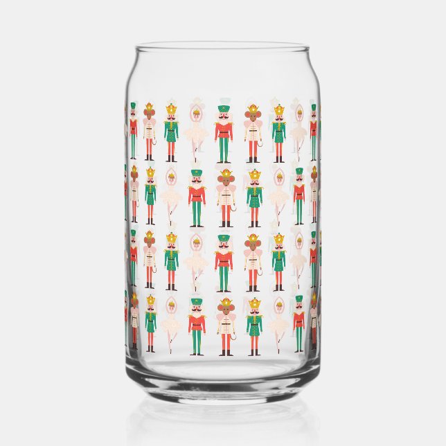 Festive Christmas Nutcracker Christmas Can Glass (Front)