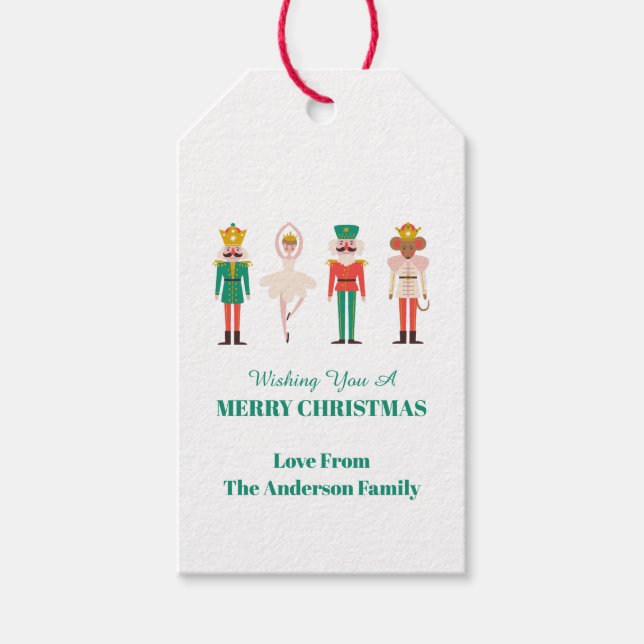 Festive Christmas Nutcracker Christmas Gift Tags (Front)