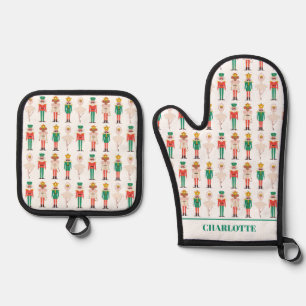 Festive Christmas Nutcracker Christmas Oven Mitt & Pot Holder Set