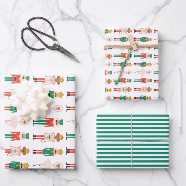 Festive Christmas Nutcracker Christmas Wrapping Paper Sheet (Front)