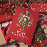 Festive Christmas Nutcracker Custom Photo Card<br><div class="desc">Christmas Nutcracker with ornament,  Merry Christmas white typography,  and customisable text</div>