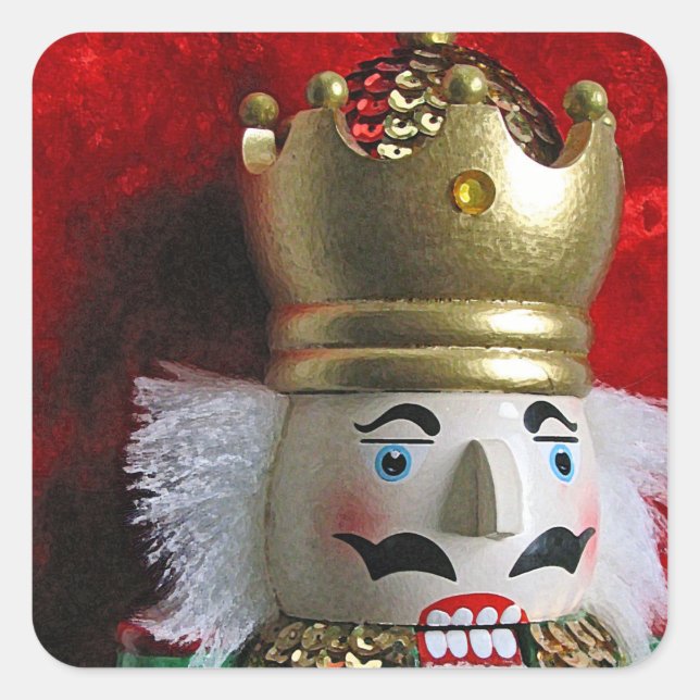 Festive christmas nutcracker holiday card wine lab square sticker (Front)