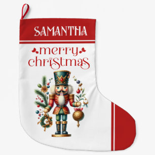 Festive Christmas Nutcracker Large Christmas Stocking