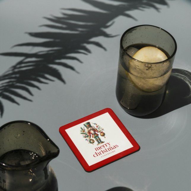 Festive Christmas Nutcracker On White Coaster (Creator Uploaded)