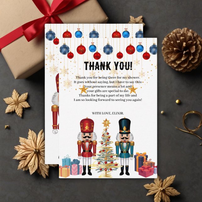 Festive Christmas Nutcracker Ornaments Baby Shower Thank You Card (Creator Uploaded)