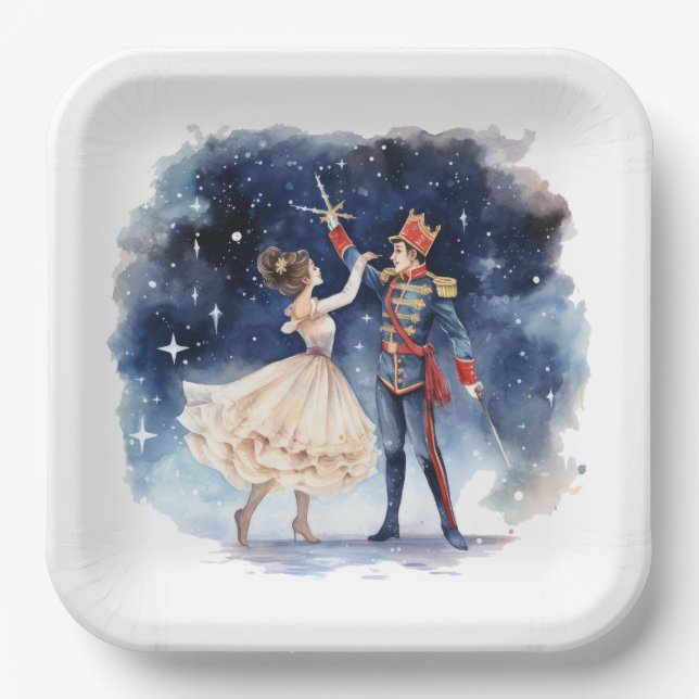 Festive Christmas nutcracker party Paper  Plate (Front)