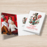 Festive Christmas Nutcracker Personalizable Photo  Card<br><div class="desc">Christmas Nutcracker with a candy cane,  red Merry Christmas typography,  and personalizable text.</div>