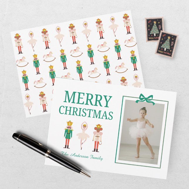 Festive Christmas Nutcracker Photo Ballerina  Holiday Card (Creator Uploaded)