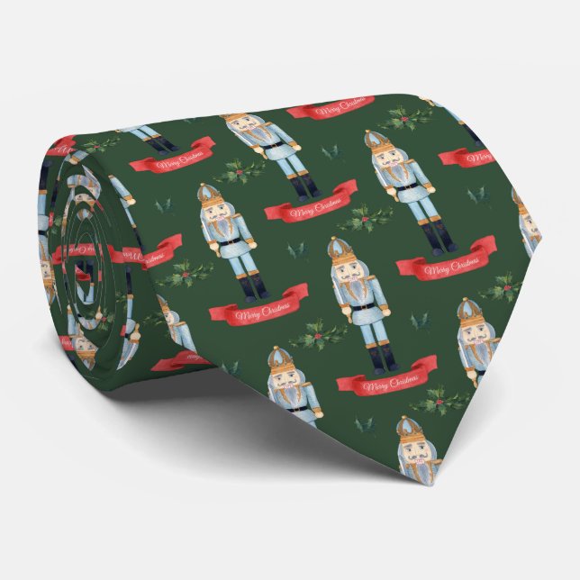 Festive Christmas nutcracker tiled pattern Tie (Rolled)