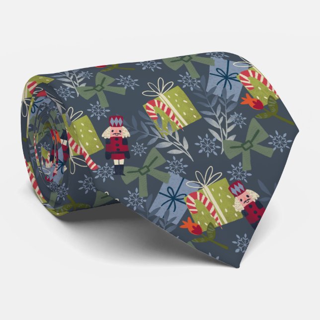 festive Christmas nutcracker tiled pattern Tie (Rolled)